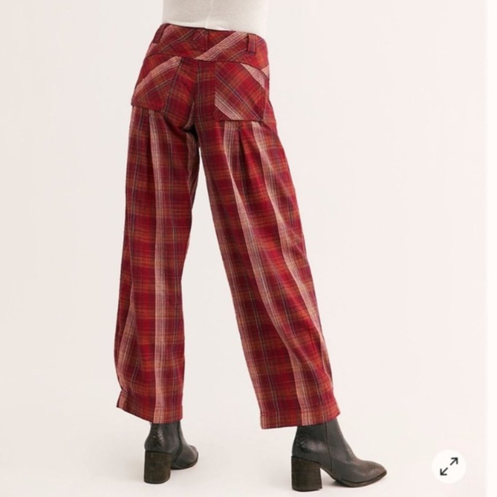 Free People Birch Plaid Wide Leg Pants - Picture 2 of 8